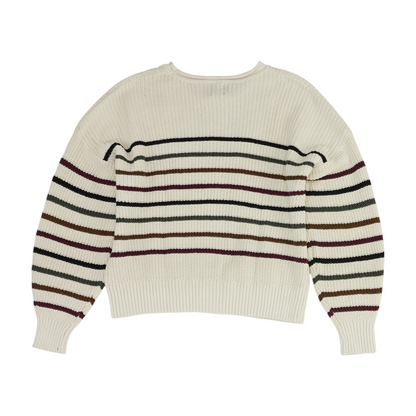 Beige Striped Pullover Sweater