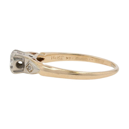 1/10 Ct 14K Two Tone Gold Diamond Vintage Engagement Ring