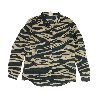 Black Animal Print Button Down
