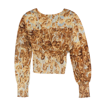 Brown Graphic Blouse