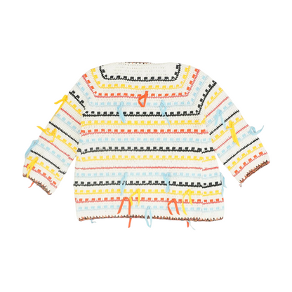 White Striped Cardigan Sweater
