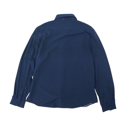 Navy Polka Dot Long Sleeve Button Down