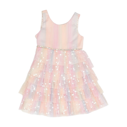 Pink Striped Formal Dress