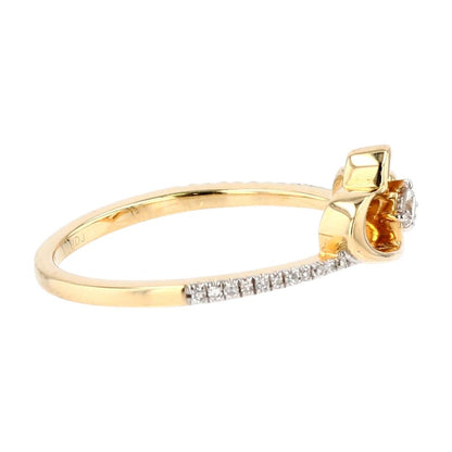 .16 ct 14K Gold Double Heart Diamond Band