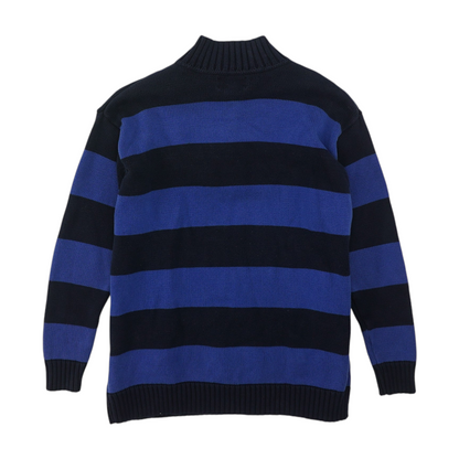 Vintage Blue Striped 1/4 Zip Sweater
