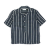Navy Striped Short Sleeve Button Down