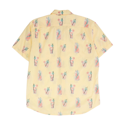 Yellow Print Short Sleeve Button Down