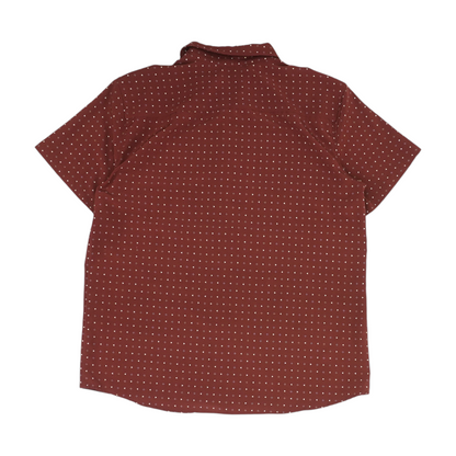 Maroon Print Short Sleeve Button Down