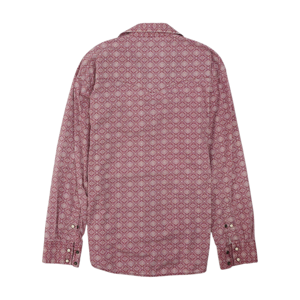 Red Print Long Sleeve Button Down