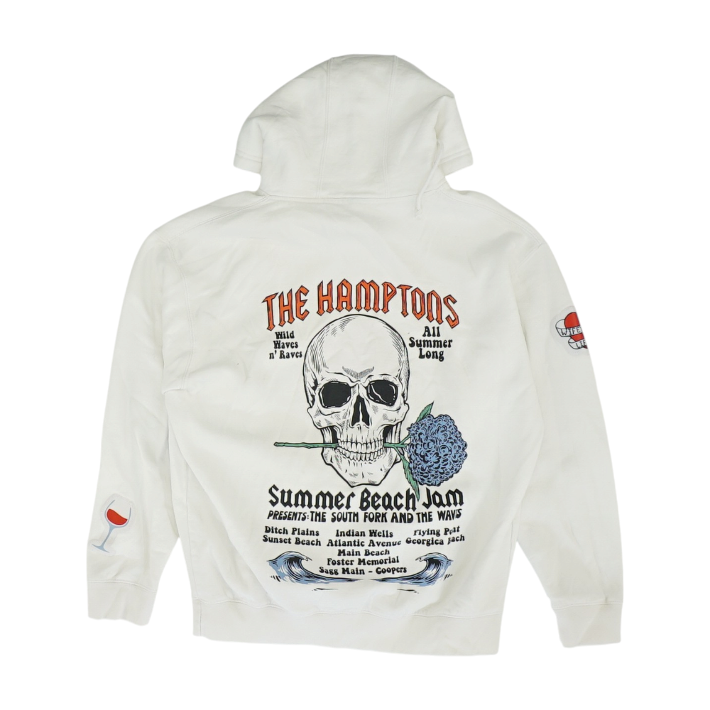 White Graphic Hoodie Pullover