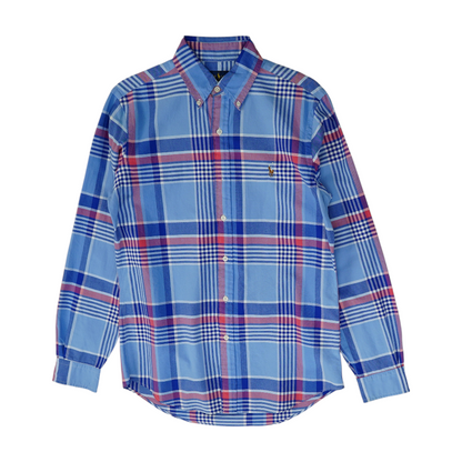 Blue Plaid Long Sleeve Button Down