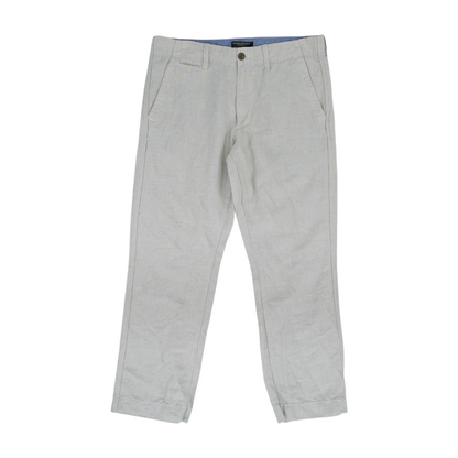Beige Striped Straight Pants