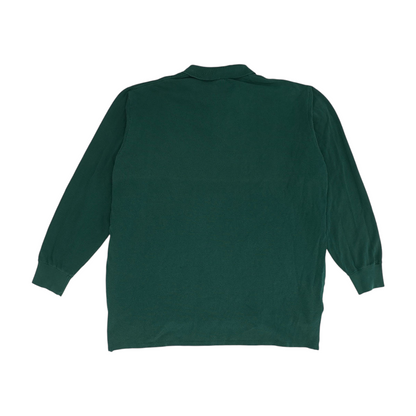Green Solid Long Sleeve Polo