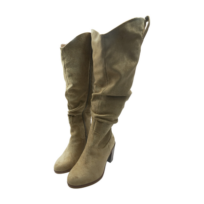 Beige Knee-High Boots