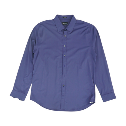 Purple Solid Long Sleeve Button Down
