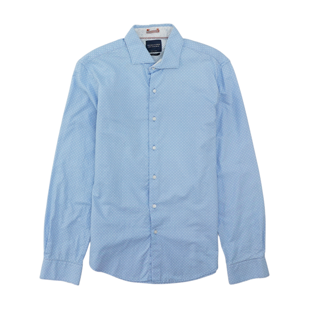 Blue Abstract Long Sleeve Button Down