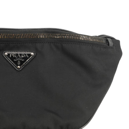 Black Re-Nylon and Saffiano Leather Belt Bag