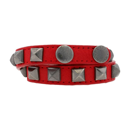 Red Leather Studded Wrap Bracelet