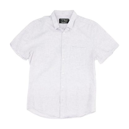 Purple Solid Short Sleeve Button Down