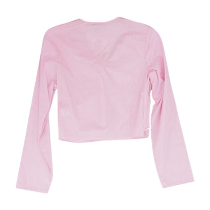 Pink Striped Long Sleeve Blouse