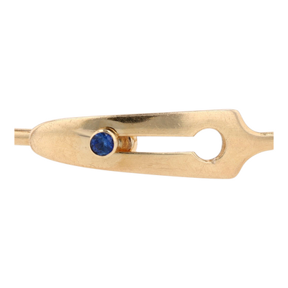 14K Yellow Gold Blue Stone Bangle Bracelet