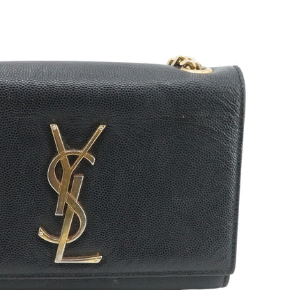 Black Small Kate Satchel in Grain De Poudre Leather
