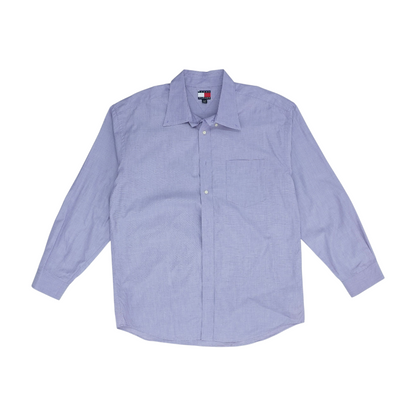 Purple Solid Long Sleeve Button Down