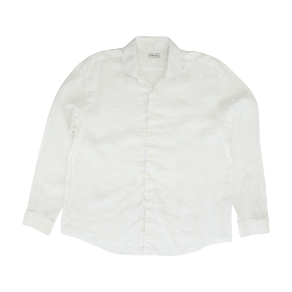 White Solid Long Sleeve Button Down