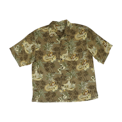 Brown Tropical Short Sleeve Button Down