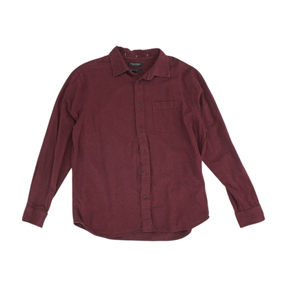 Maroon Solid Flannel Button Down