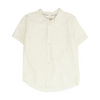 Cream Solid Short Sleeve Button Down