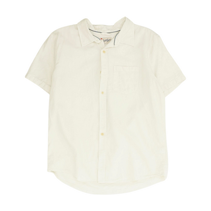 Cream Solid Short Sleeve Button Down