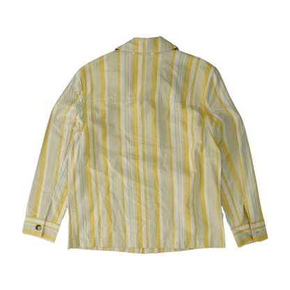 Beige Striped Flannel Button Down