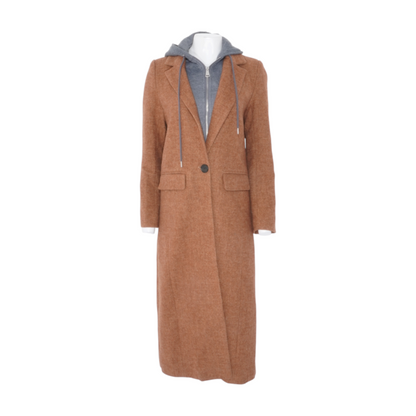 Brown Dual Layer Hooded Coat