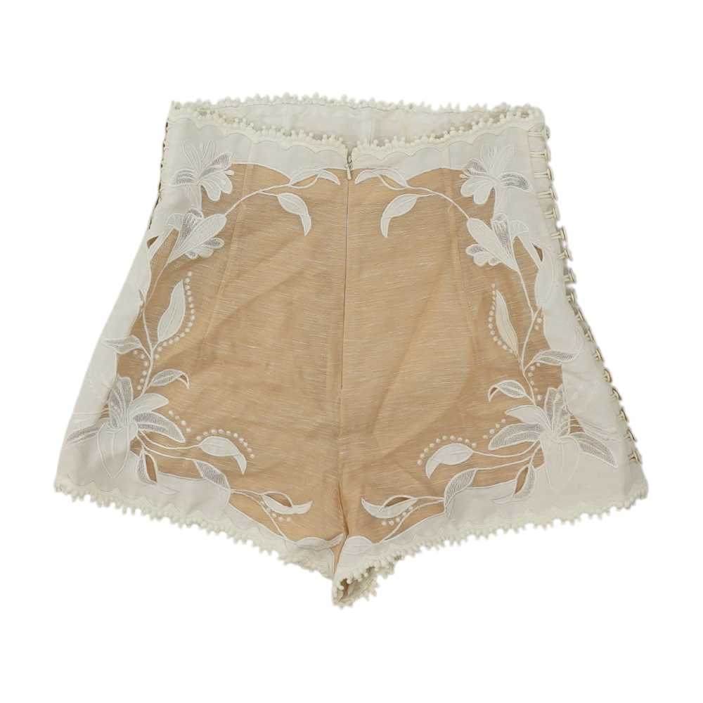Zimmermann Corsage Lily Embroidered High-Waist Shorts – Image 2