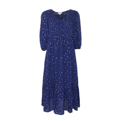Navy Polka Dot Midi Dress