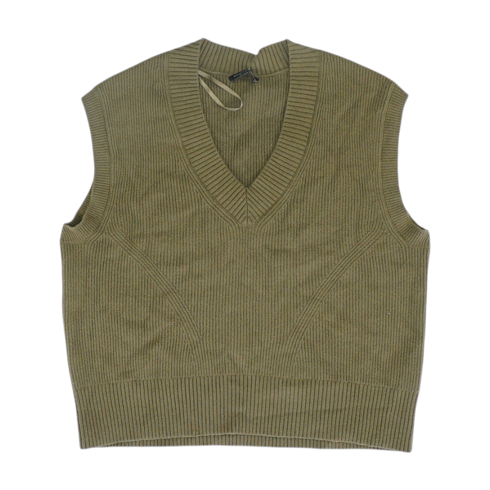 Olive Solid Vest Sweater