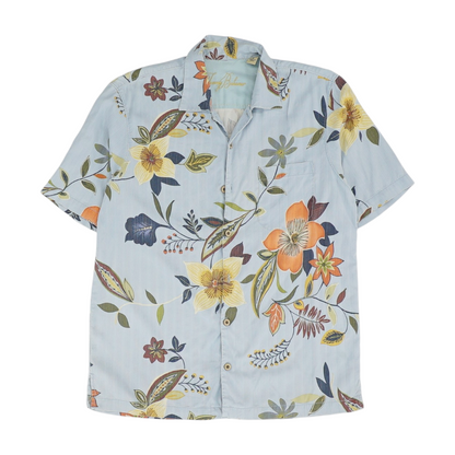 Blue Floral Short Sleeve Button Down