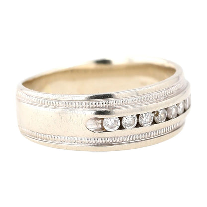 .25 ct 14K White Gold Channel Set Round Diamond Milgrain Design Band