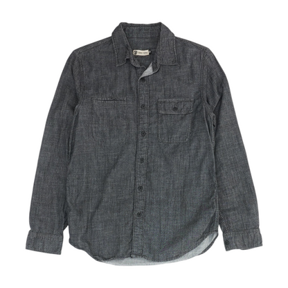 Black Solid Long Sleeve Button Down