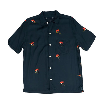 Black Floral Short Sleeve Button Down