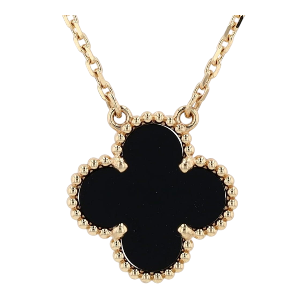18K Yellow Gold Onyx Pendant Necklace
