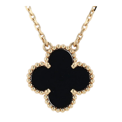 18K Yellow Gold Onyx Pendant Necklace