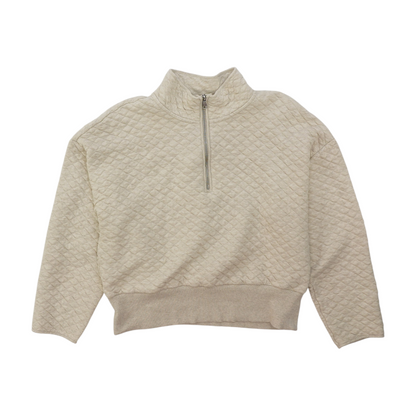 Beige Solid 1/4 Zip Pullover