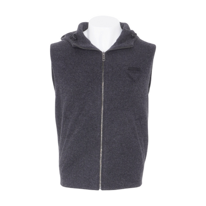 2025 Anthracite Gray Wool-Cashmere Blend Hooded Full-Zip Vest