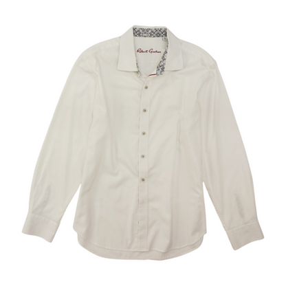 White Paisley Long Sleeve Button Down