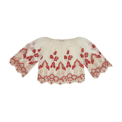 White Floral Blouse