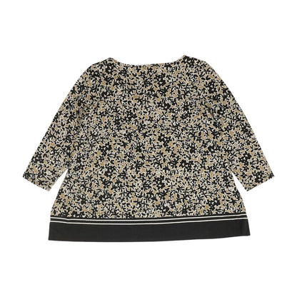 Brown Floral 3/4 Sleeve Blouse