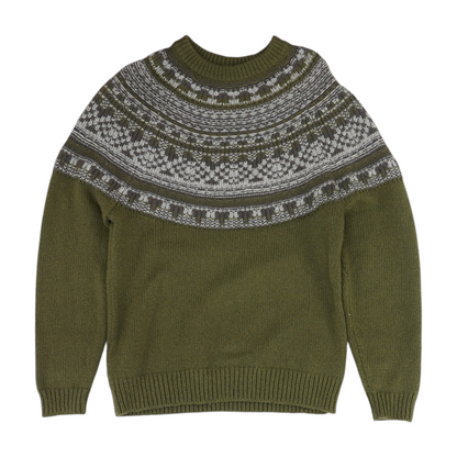 Olive Print Pullover Sweater