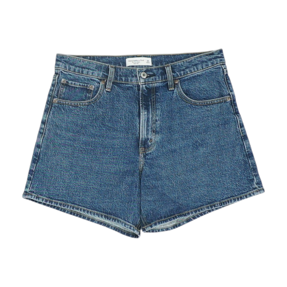 Blue Solid Denim Shorts